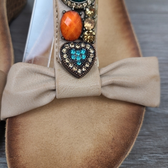 Tan Women's Casual Wedge Bohemian Jeweled Sandals Size 7.5 - Picture 9 of 17